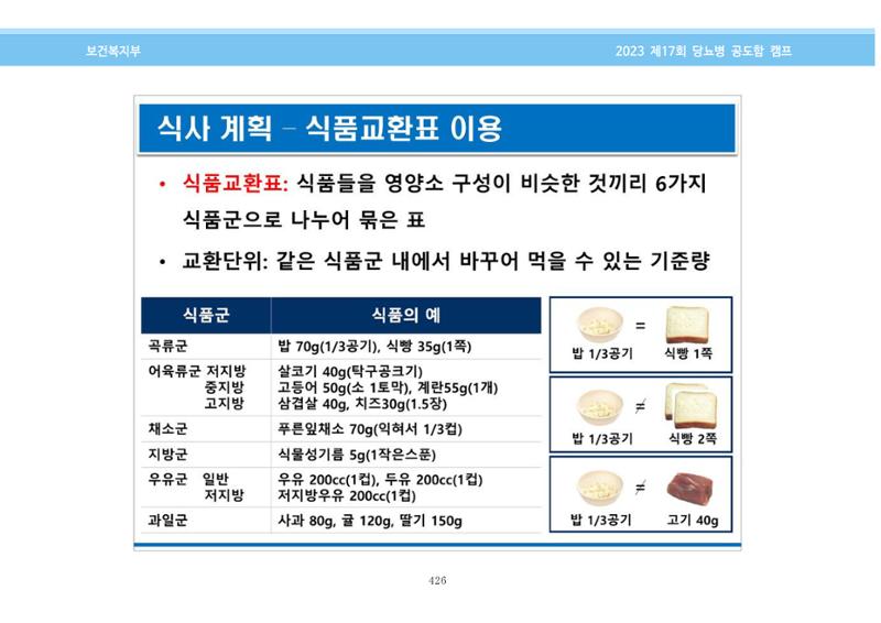 한국소아당뇨인협회 17회 공도함 캠프 E북 자료집 426페이지