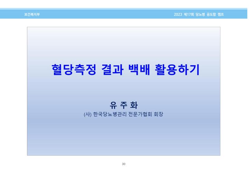 한국소아당뇨인협회 17회 공도함 캠프 E북 자료집 30페이지