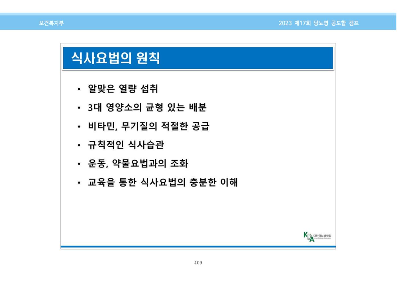 한국소아당뇨인협회 17회 공도함 캠프 E북 자료집 409페이지