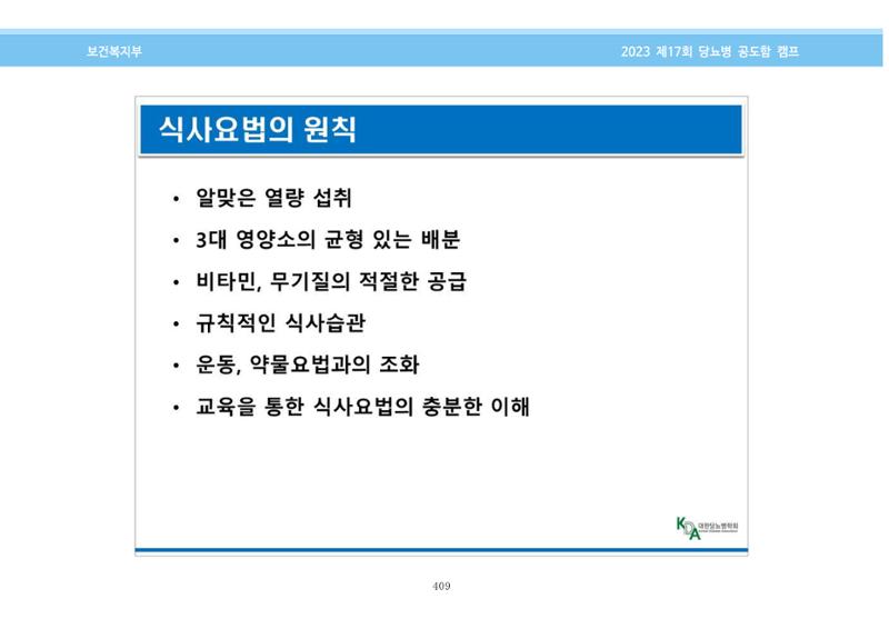 한국소아당뇨인협회 17회 공도함 캠프 E북 자료집 409페이지