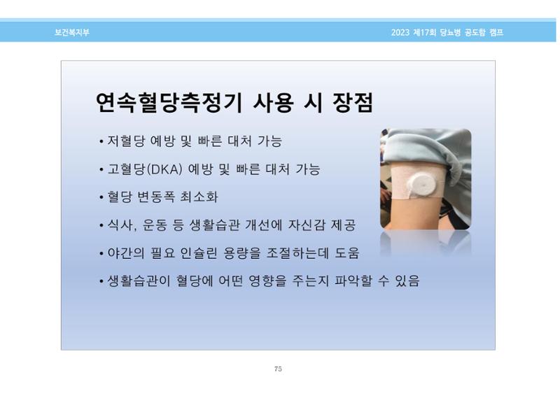 한국소아당뇨인협회 17회 공도함 캠프 E북 자료집 75페이지