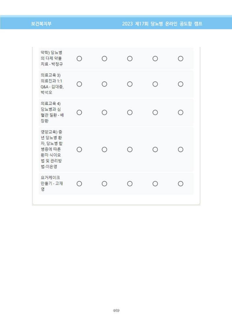 한국소아당뇨인협회 17회 공도함 캠프 E북 자료집 469페이지