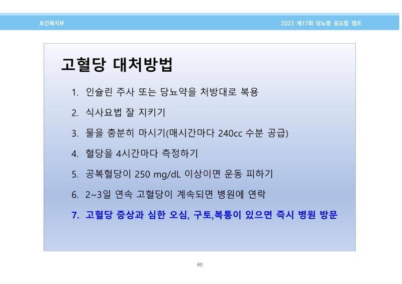 한국소아당뇨인협회 17회 공도함 캠프 E북 자료집 80페이지