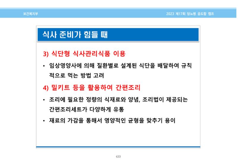 한국소아당뇨인협회 17회 공도함 캠프 E북 자료집 433페이지