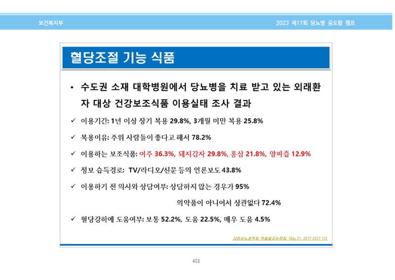 한국소아당뇨인협회 17회 공도함 캠프 E북 자료집 451페이지