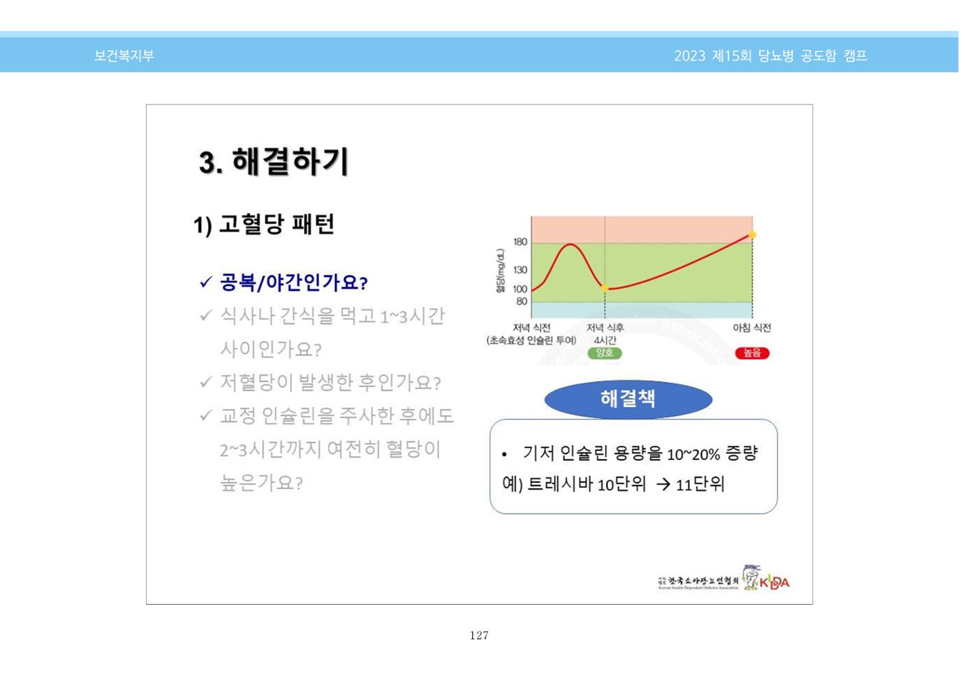 한국소아당뇨인협회 15회 공도함 캠프 E북 자료집 127페이지