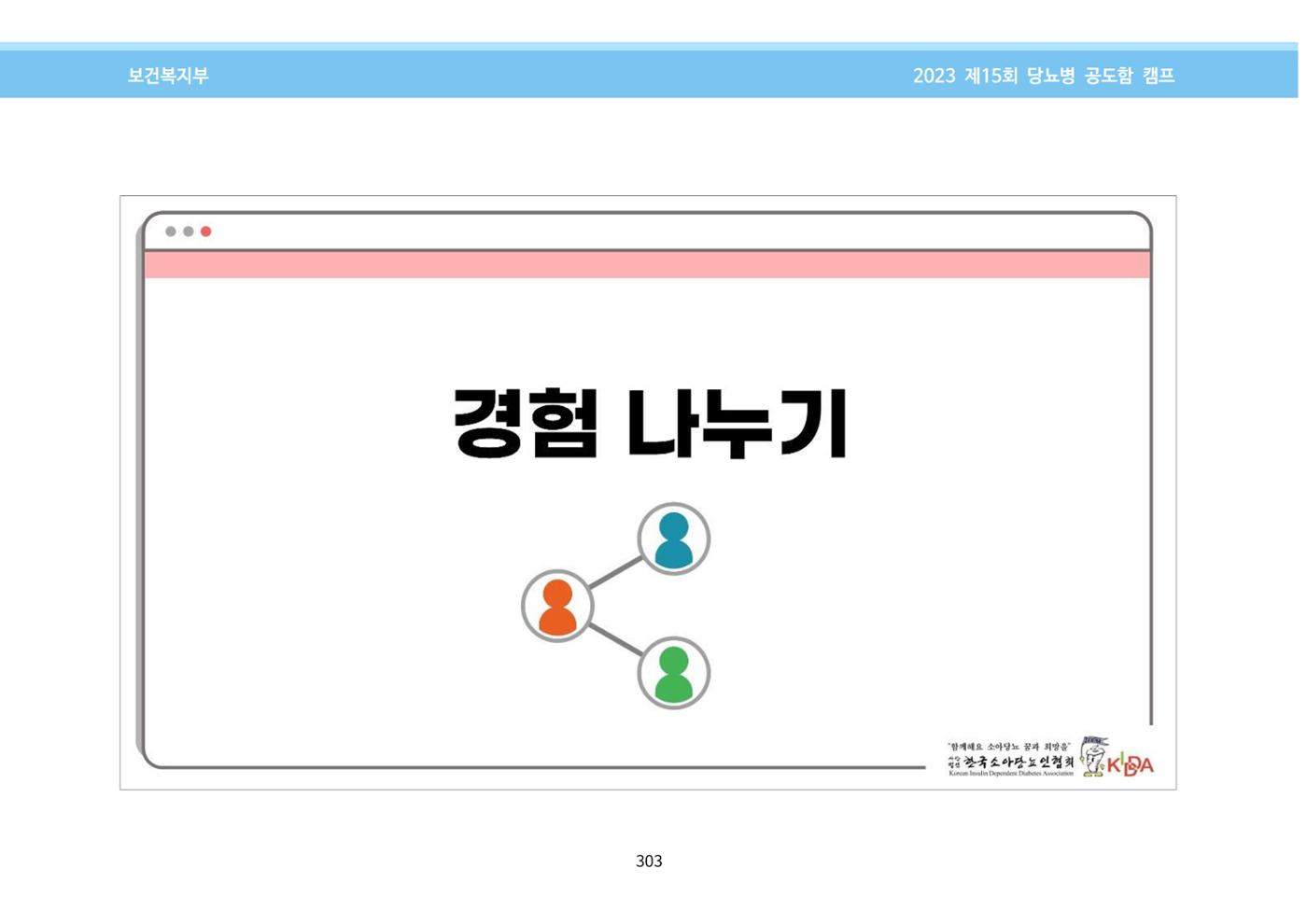 한국소아당뇨인협회 15회 공도함 캠프 E북 자료집 303페이지