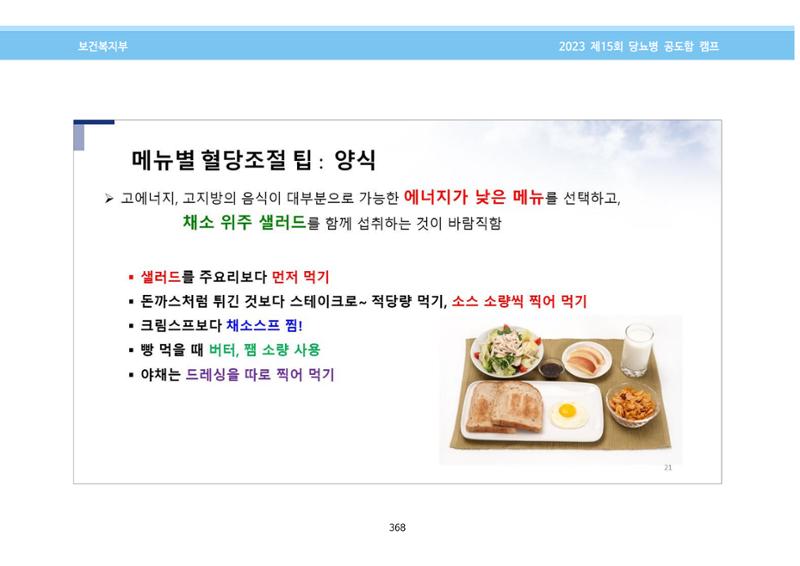 한국소아당뇨인협회 15회 공도함 캠프 E북 자료집 368페이지