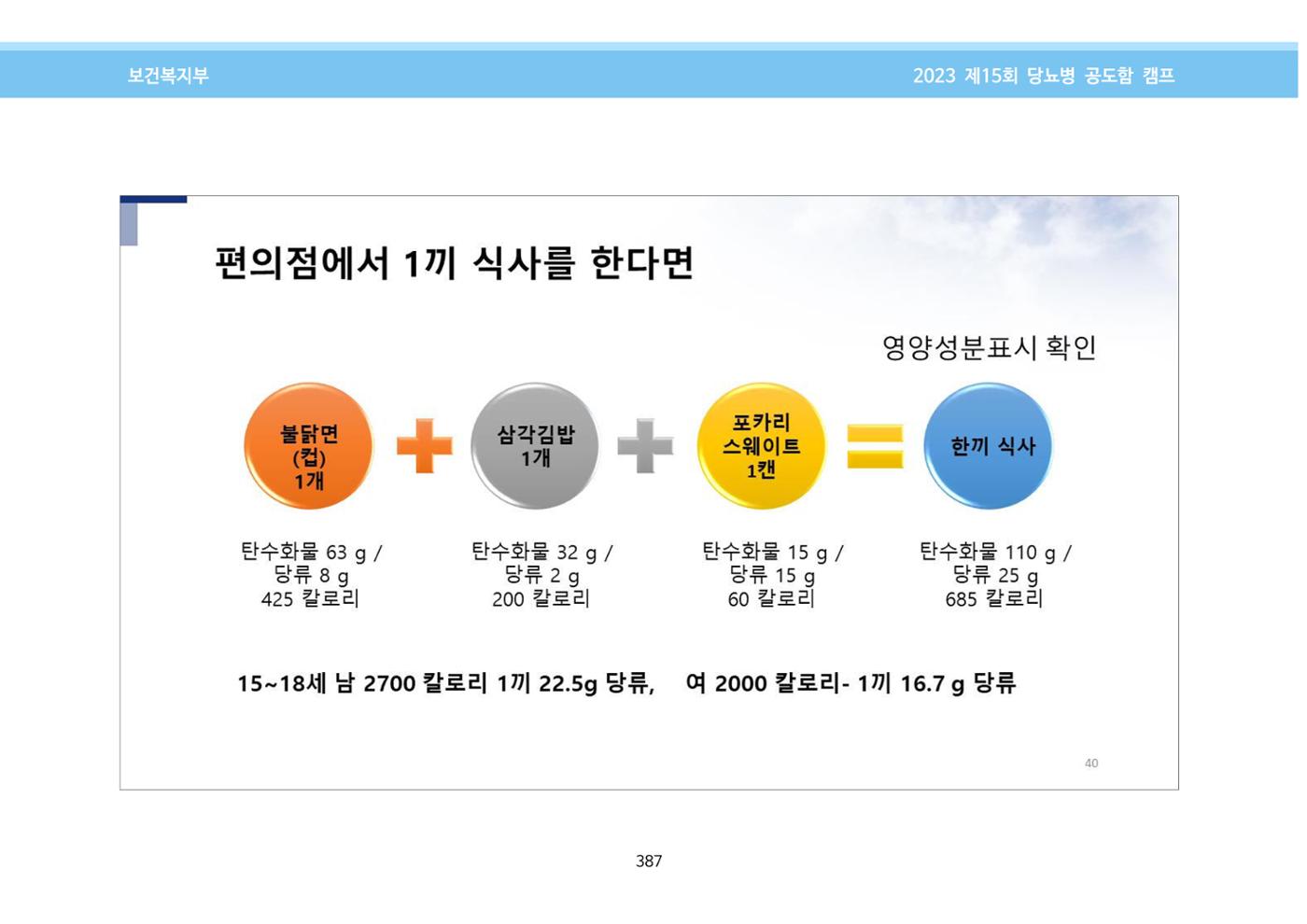 한국소아당뇨인협회 15회 공도함 캠프 E북 자료집 387페이지