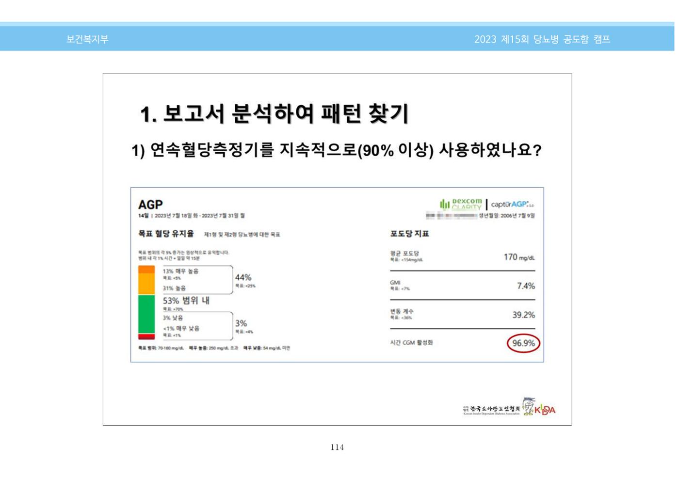한국소아당뇨인협회 15회 공도함 캠프 E북 자료집 114페이지