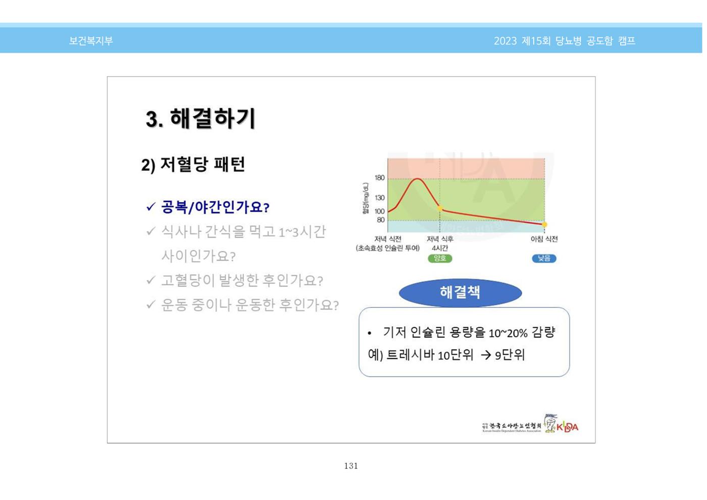 한국소아당뇨인협회 15회 공도함 캠프 E북 자료집 131페이지