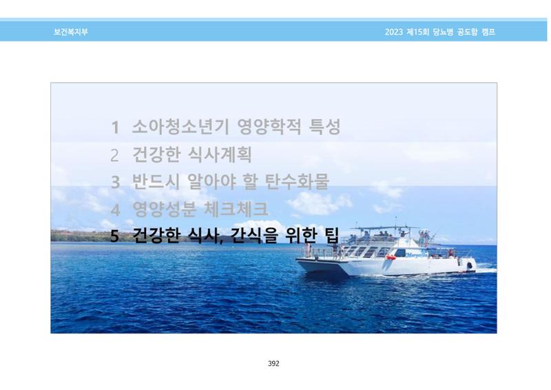 한국소아당뇨인협회 15회 공도함 캠프 E북 자료집 392페이지