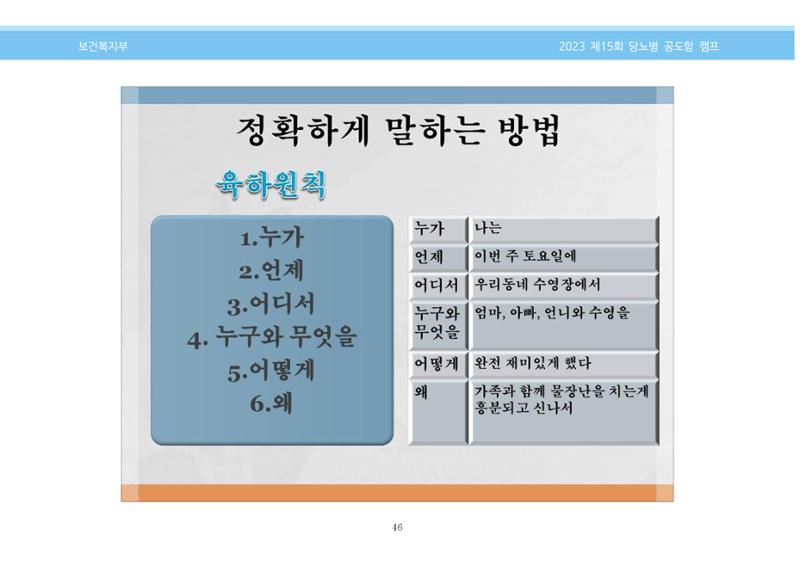 한국소아당뇨인협회 15회 공도함 캠프 E북 자료집 46페이지