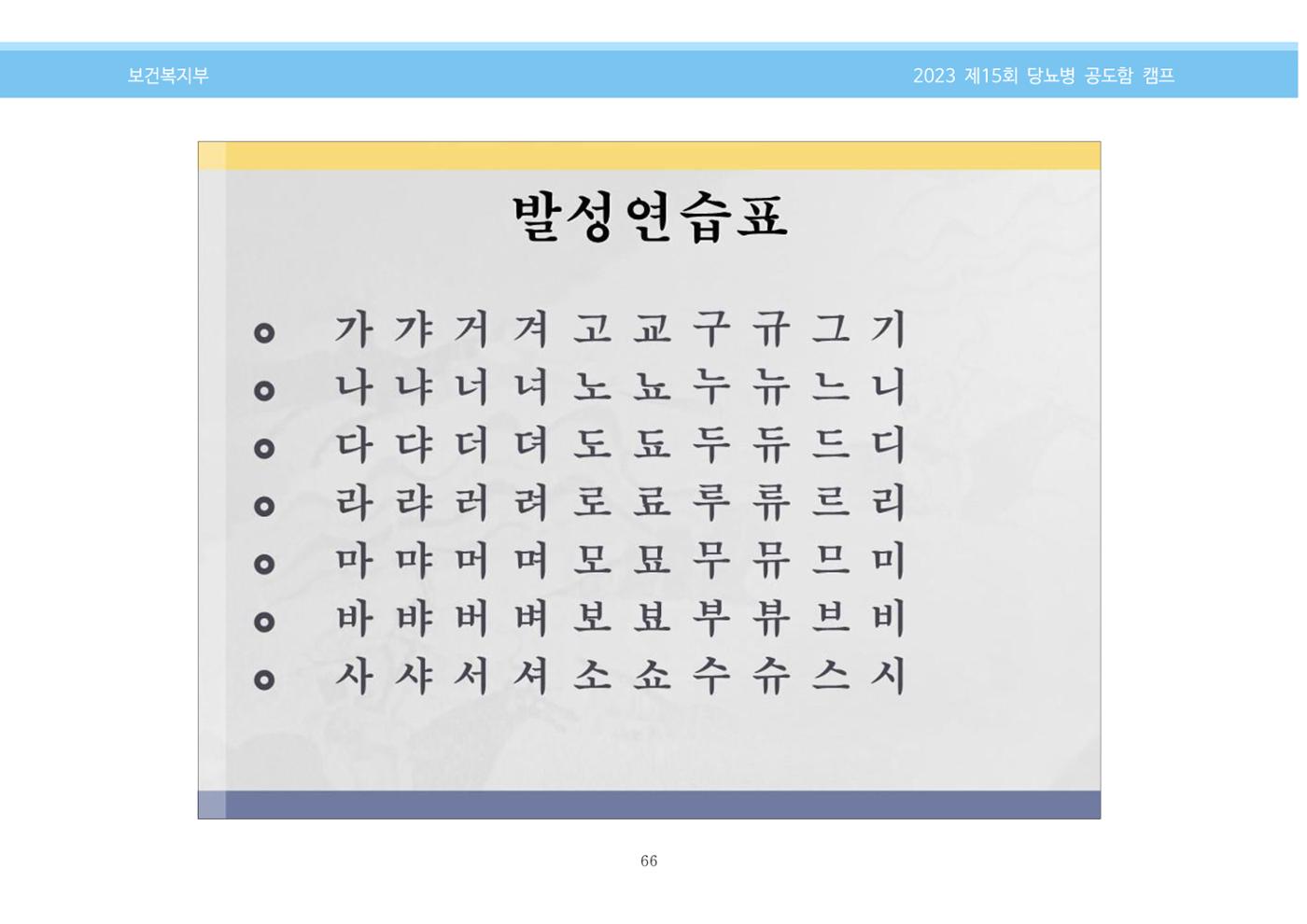 한국소아당뇨인협회 15회 공도함 캠프 E북 자료집 66페이지