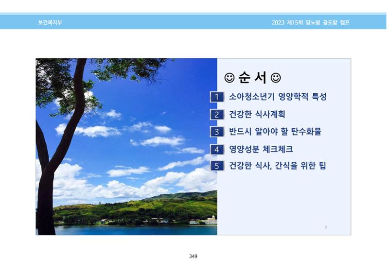 한국소아당뇨인협회 15회 공도함 캠프 E북 자료집 349페이지