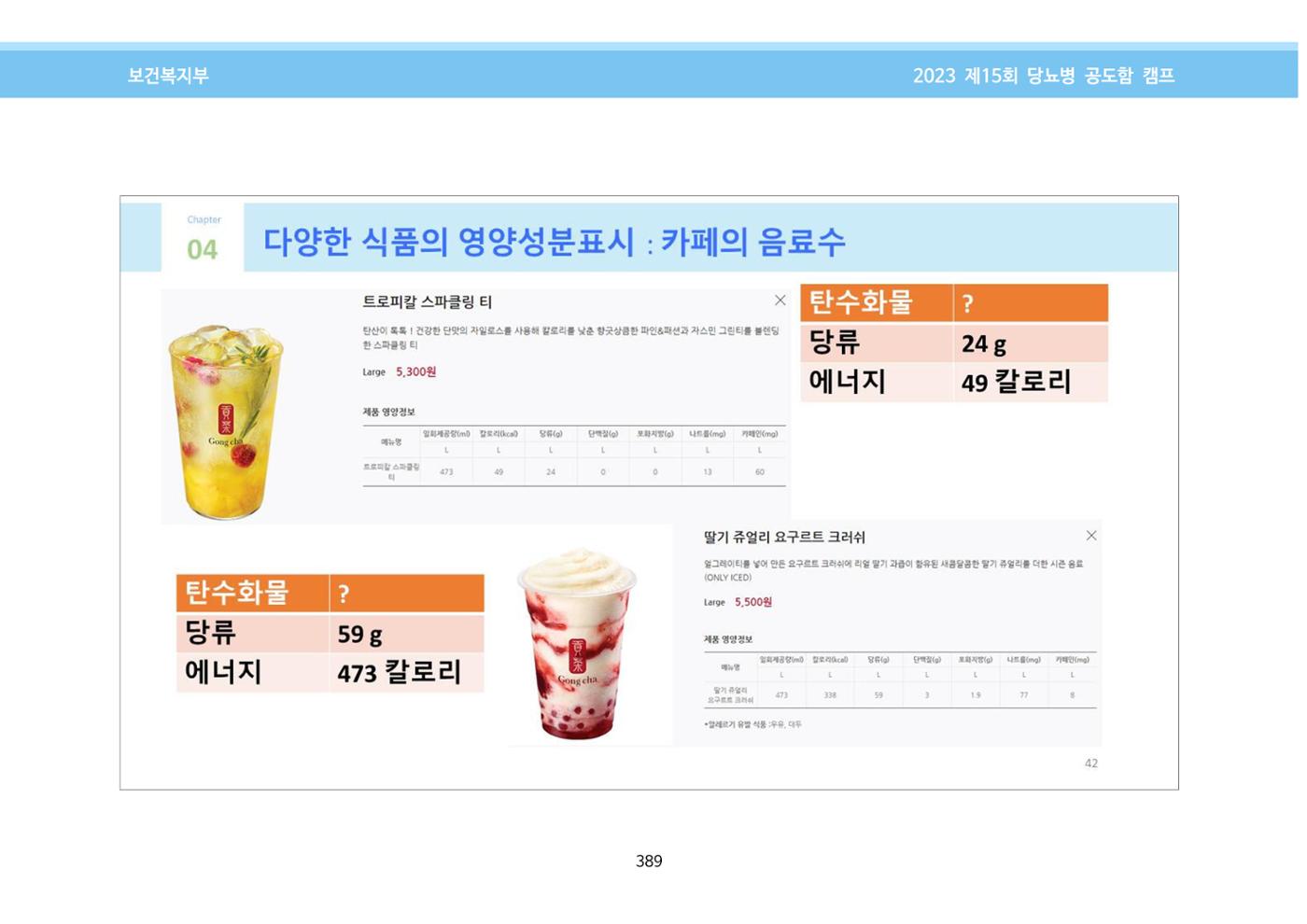 한국소아당뇨인협회 15회 공도함 캠프 E북 자료집 389페이지