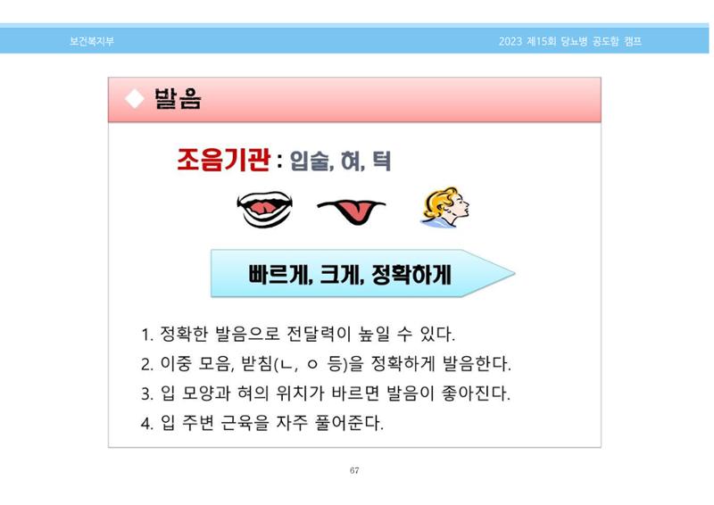한국소아당뇨인협회 15회 공도함 캠프 E북 자료집 67페이지