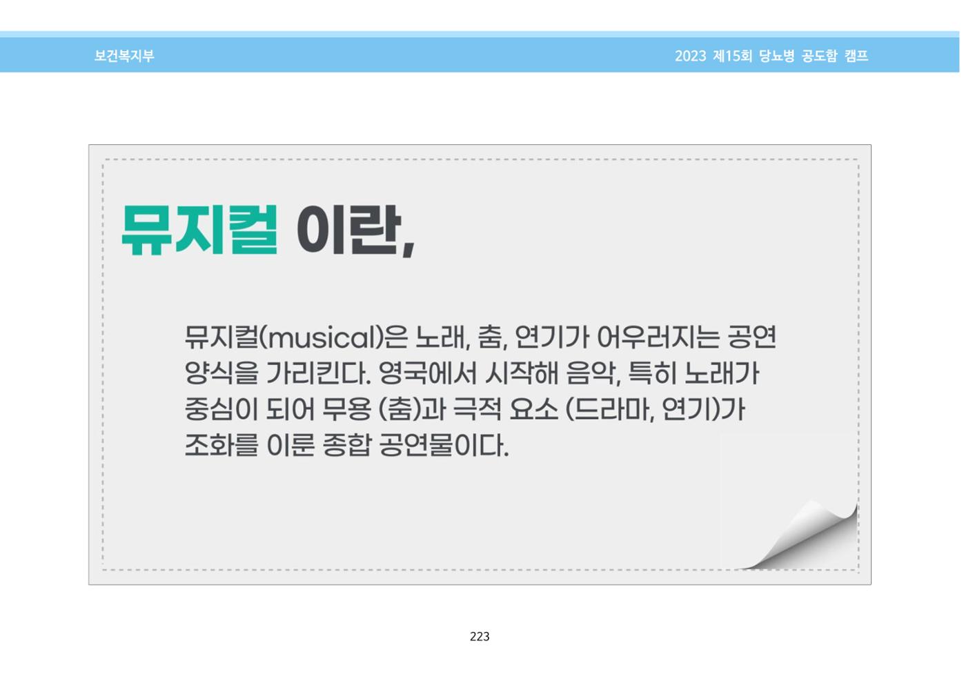 한국소아당뇨인협회 15회 공도함 캠프 E북 자료집 223페이지