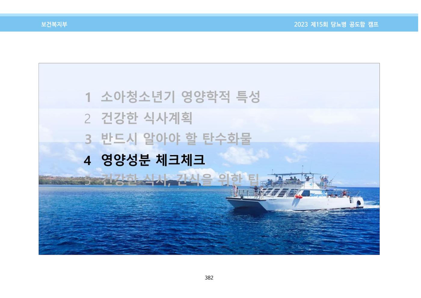 한국소아당뇨인협회 15회 공도함 캠프 E북 자료집 382페이지