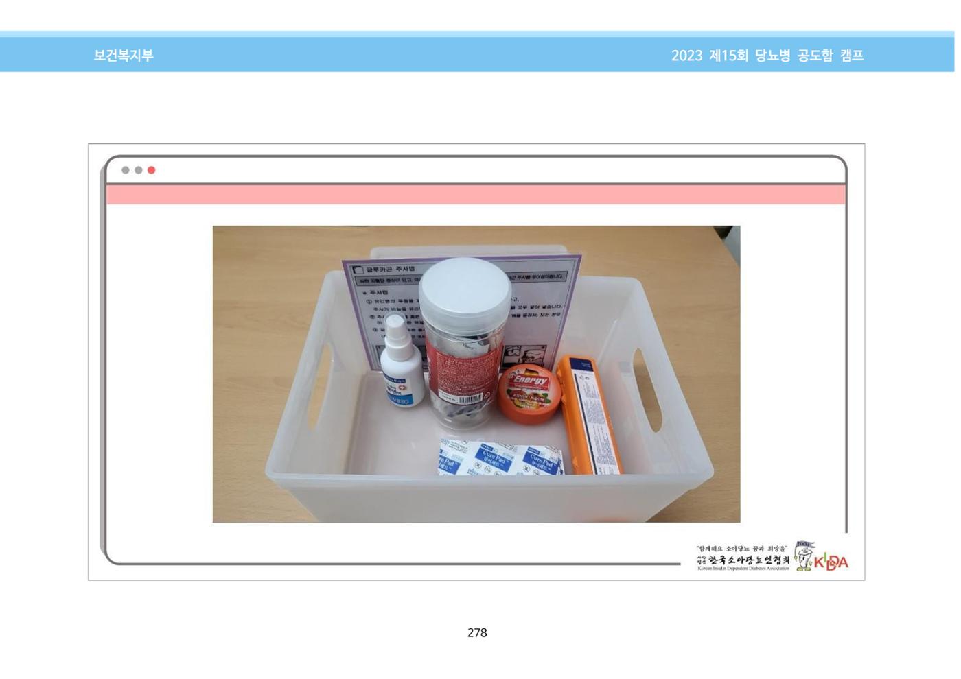 한국소아당뇨인협회 15회 공도함 캠프 E북 자료집 278페이지