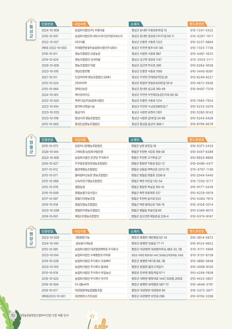 농촌융복합산업 인증제품 8페이지