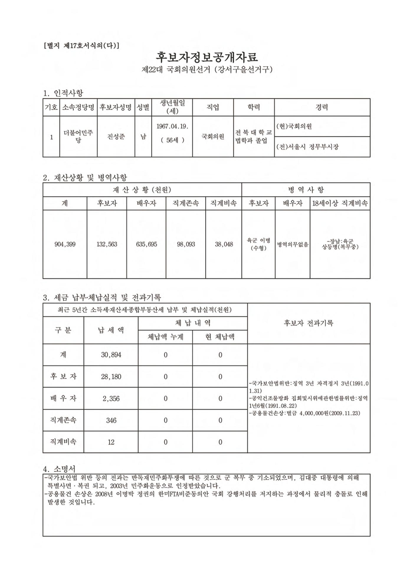 제22대 국회의원 선거_진성준 후보자 공보물 2페이지