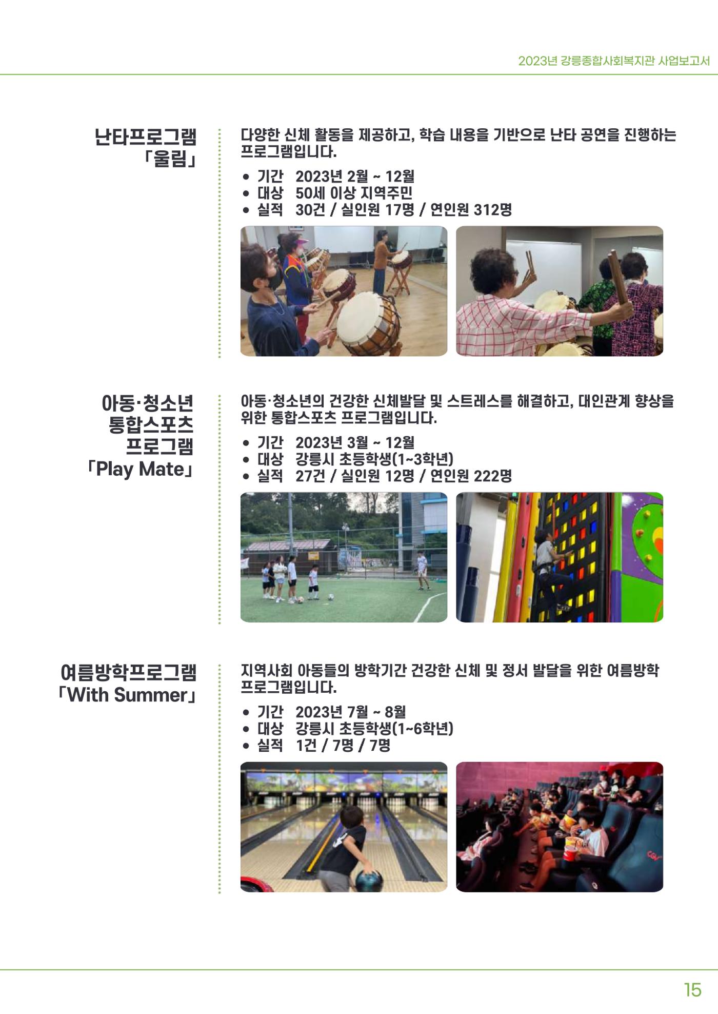 2023년 강릉종합사회복지관 사업보고서 16페이지