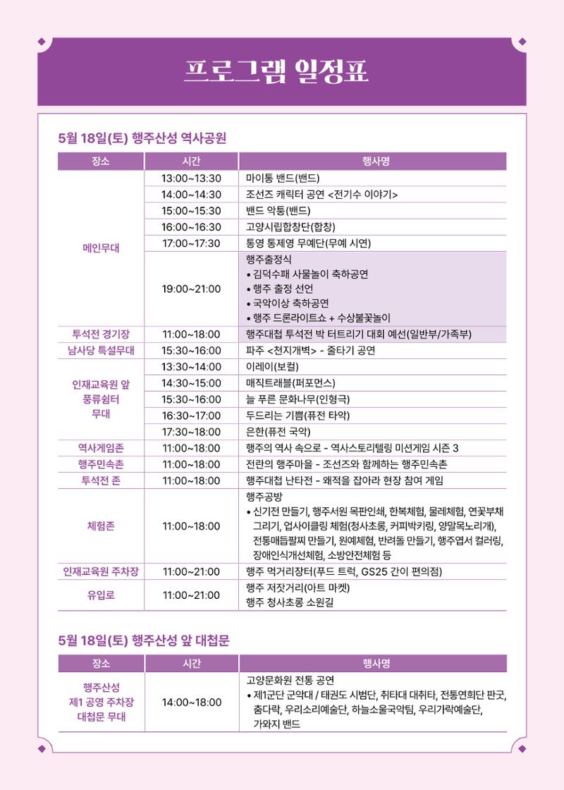 제36회 고양행주문화제 프로그램 일정 및 지도 2페이지