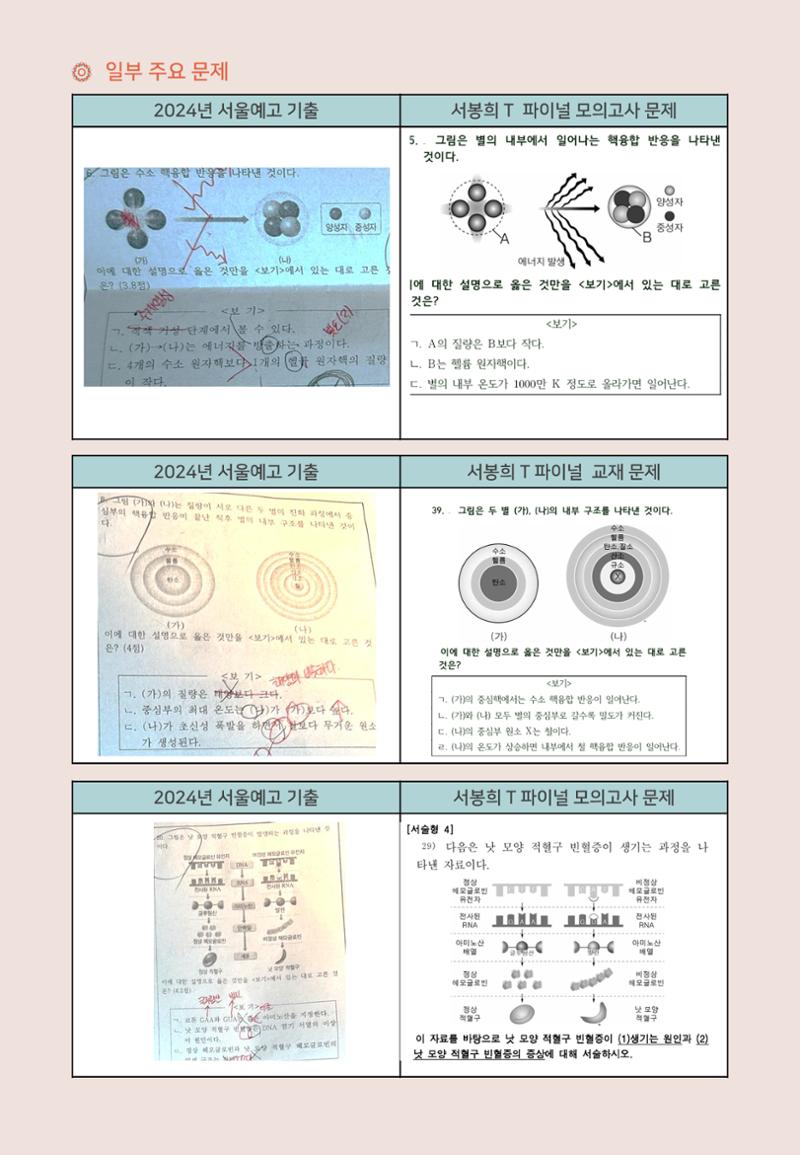 서울예고１ 통합과학 기말대비 분석 5페이지