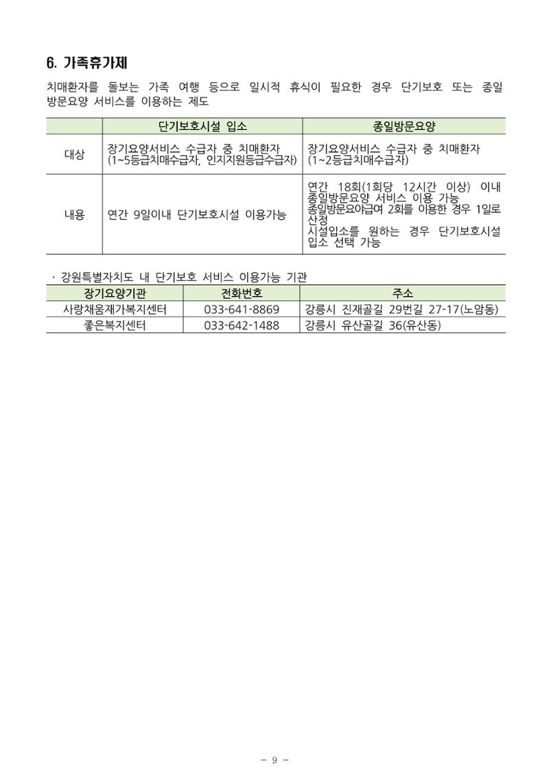 2024년 치매환자 및 노인을 위한 자원현황 안내서 9페이지