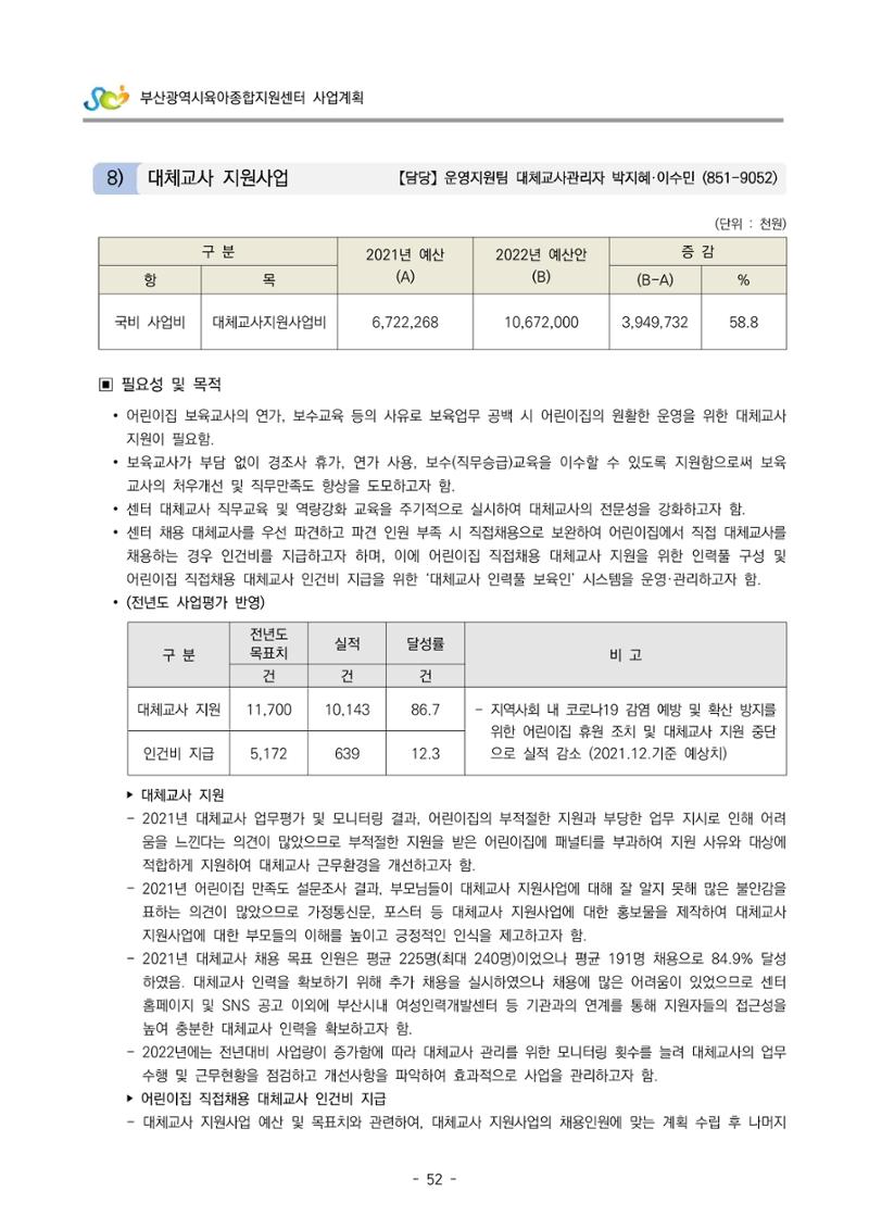 2022 부산광역시육아종합지원센터 사업계획 53페이지