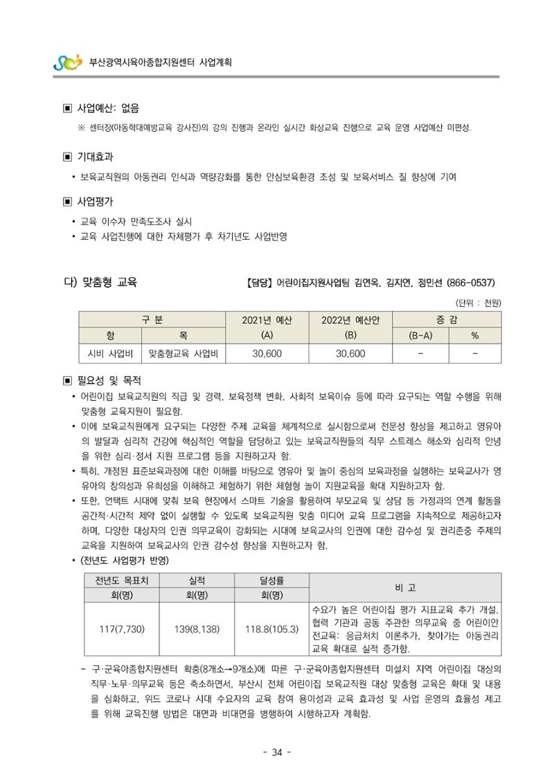 2022 부산광역시육아종합지원센터 사업계획 35페이지