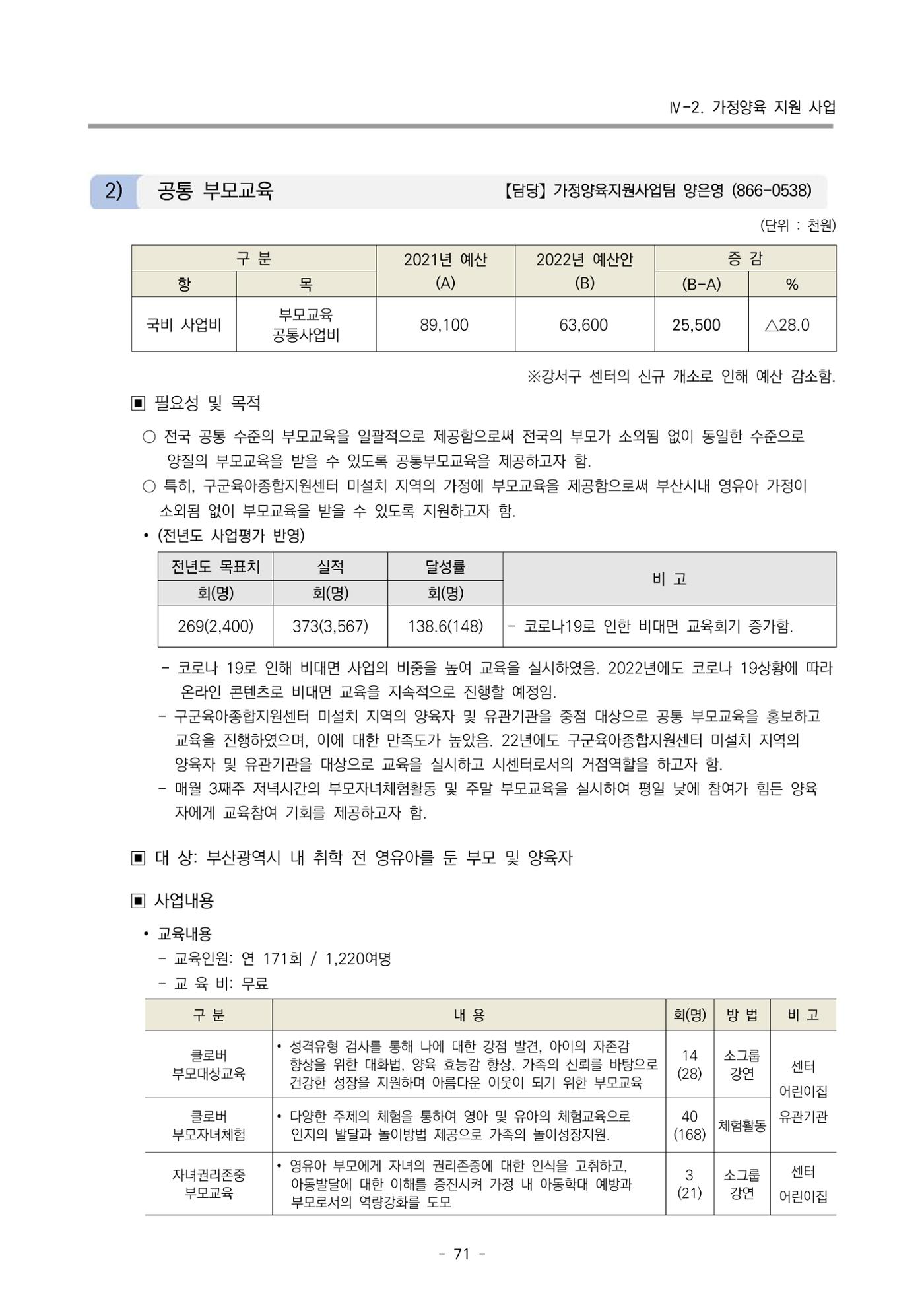 2022 부산광역시육아종합지원센터 사업계획 72페이지