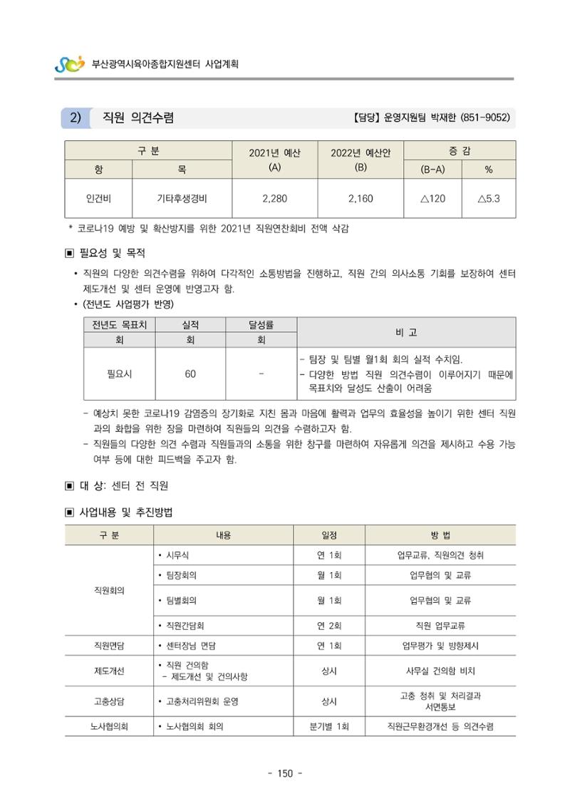 2022 부산광역시육아종합지원센터 사업계획 151페이지