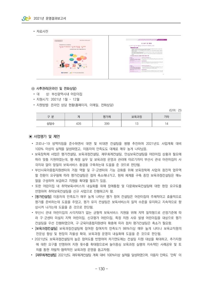 2021 부산광역시육아종합지원센터 운영결과보고서 131페이지
