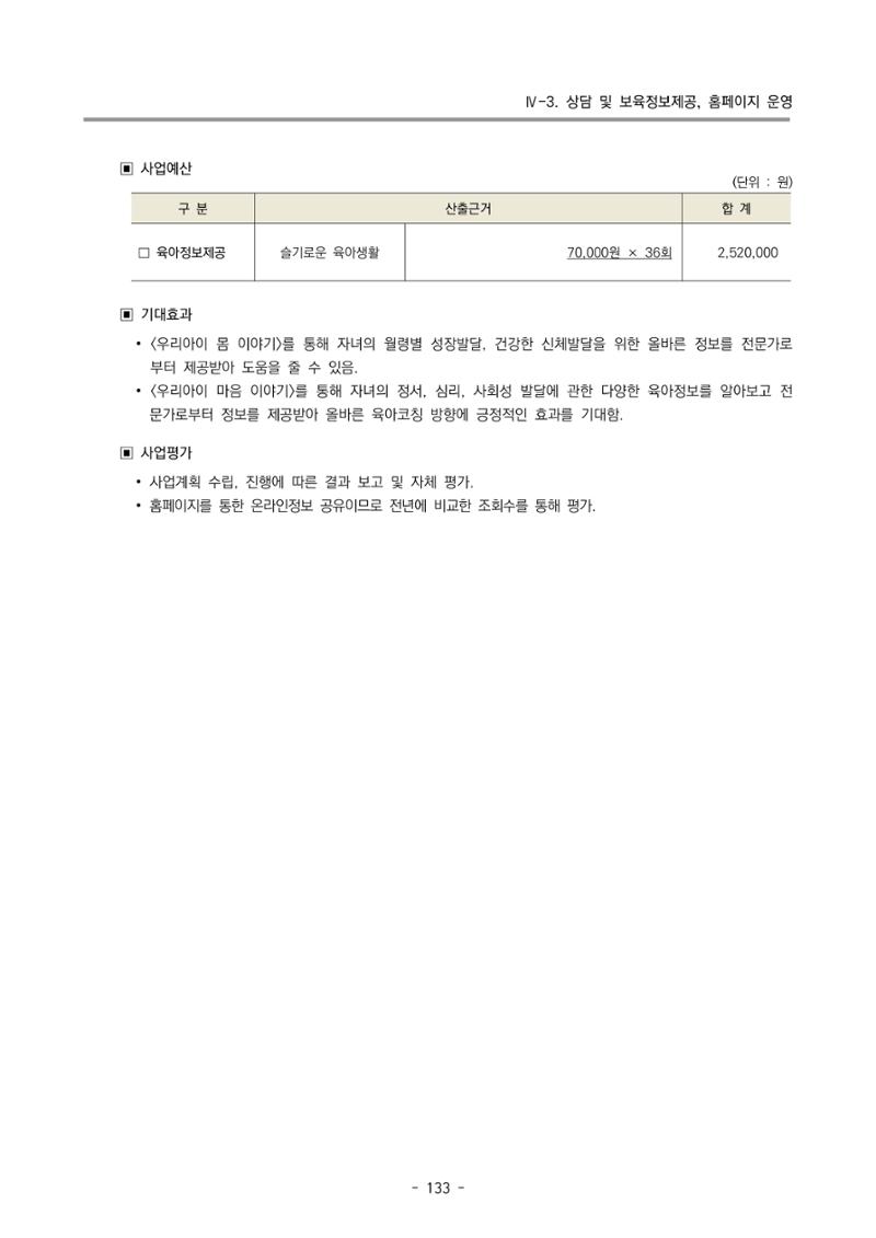 2022 부산광역시육아종합지원센터 변경사업계획서 134페이지