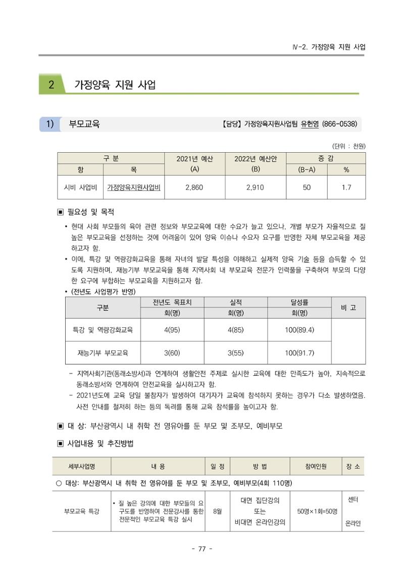 2022 부산광역시육아종합지원센터 변경사업계획서 78페이지