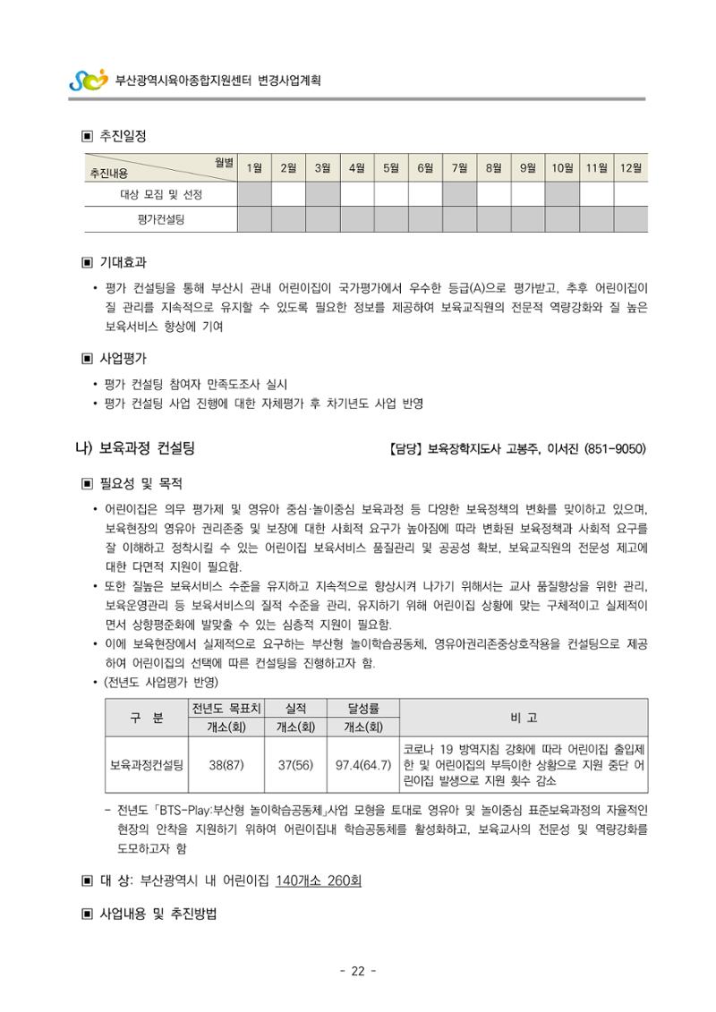 2022 부산광역시육아종합지원센터 변경사업계획서 23페이지