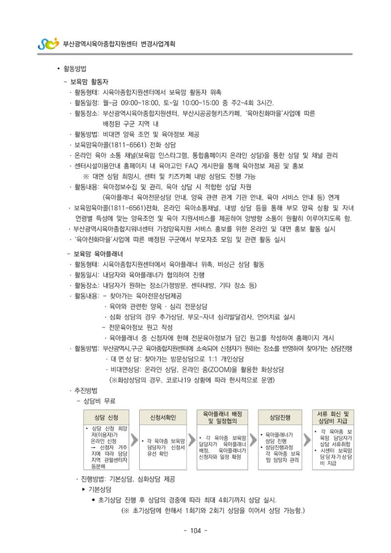 2022 부산광역시육아종합지원센터 변경사업계획서 105페이지