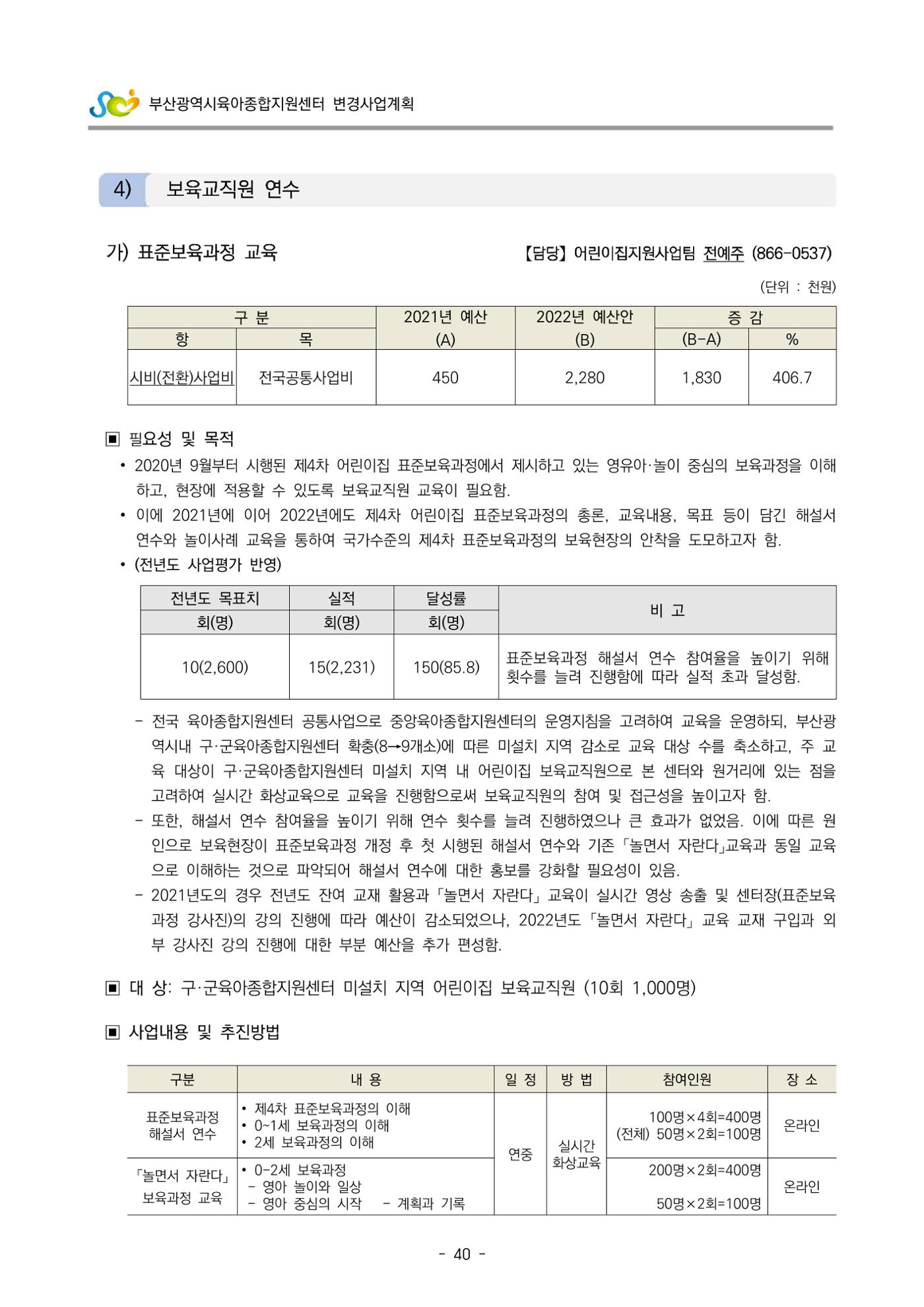 2022 부산광역시육아종합지원센터 변경사업계획서 41페이지