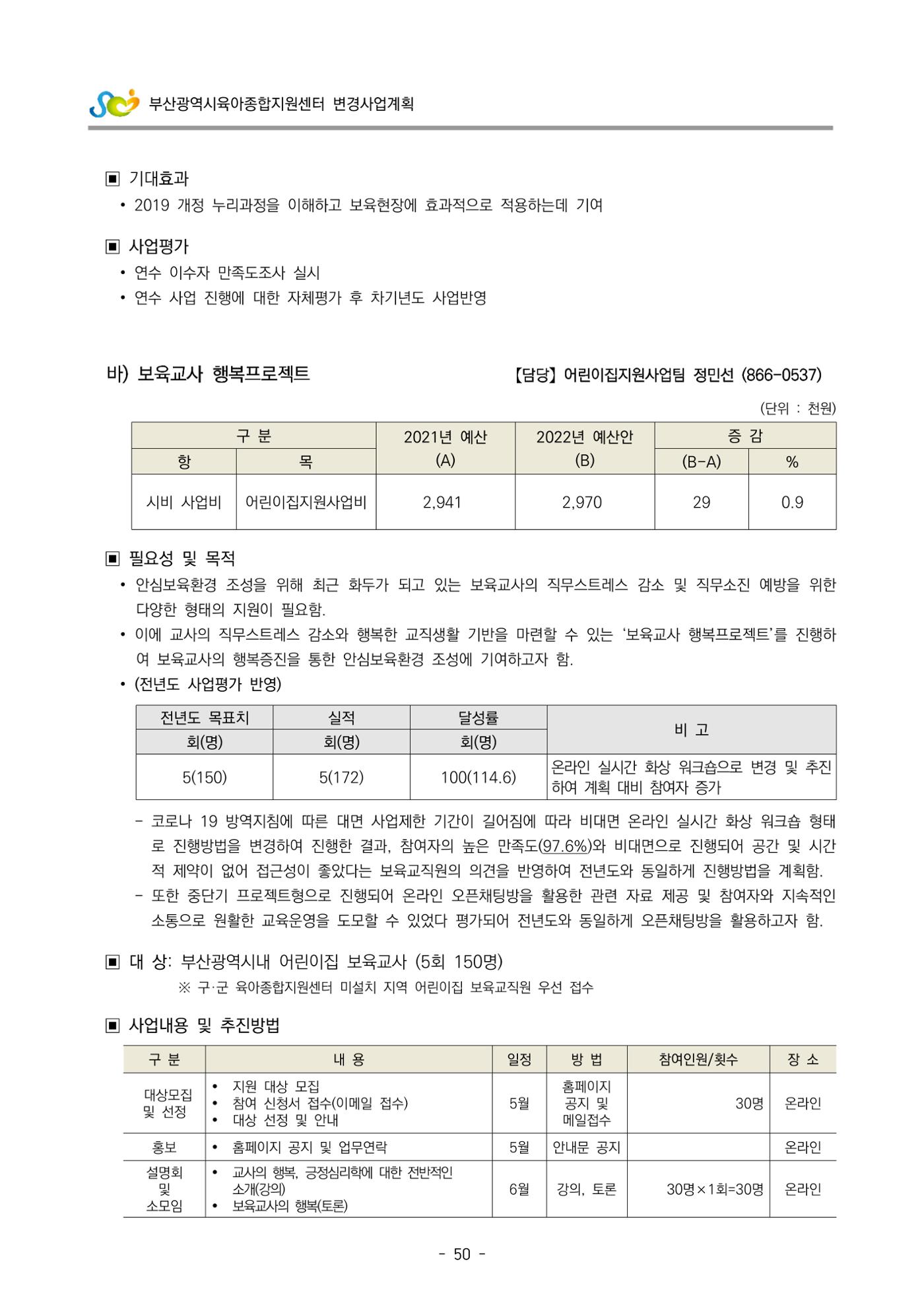 2022 부산광역시육아종합지원센터 변경사업계획서 51페이지