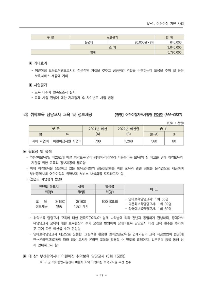 2022 부산광역시육아종합지원센터 변경사업계획서 48페이지