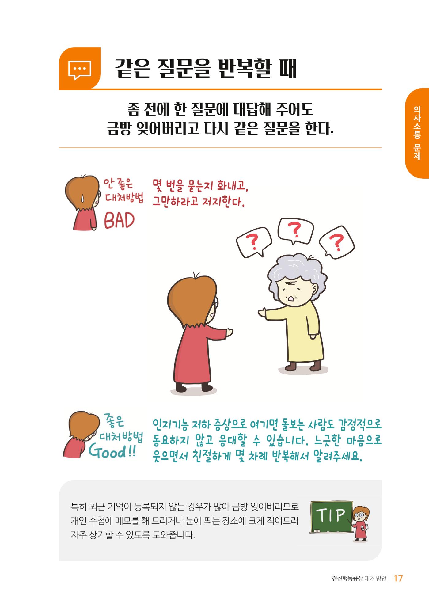 만화로 보는 치매환자 정신행동증상 맞춤형 솔루션 「돌봄이 어려운 당신에게」 17페이지