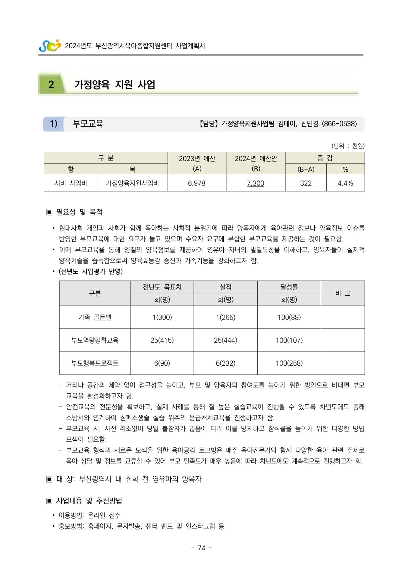 2024 부산광역시육아종합지원센터 사업계획서 75페이지