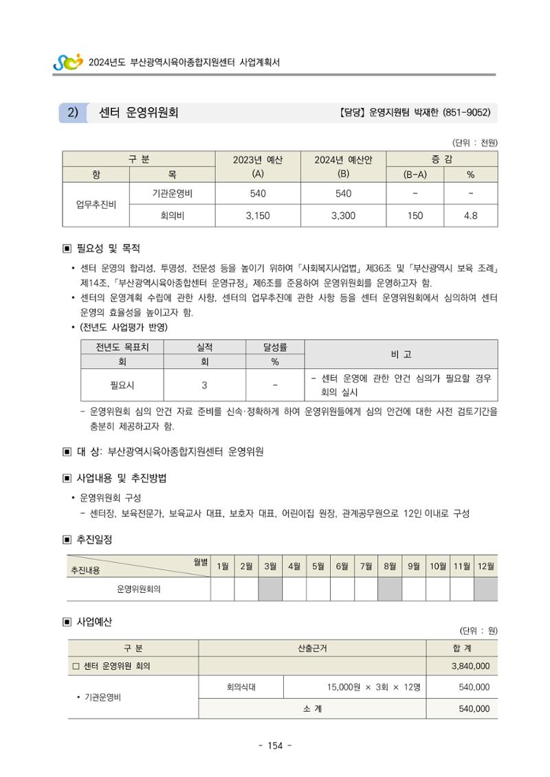 2024 부산광역시육아종합지원센터 사업계획서 155페이지