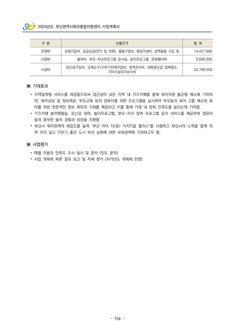 2024 부산광역시육아종합지원센터 사업계획서 107페이지
