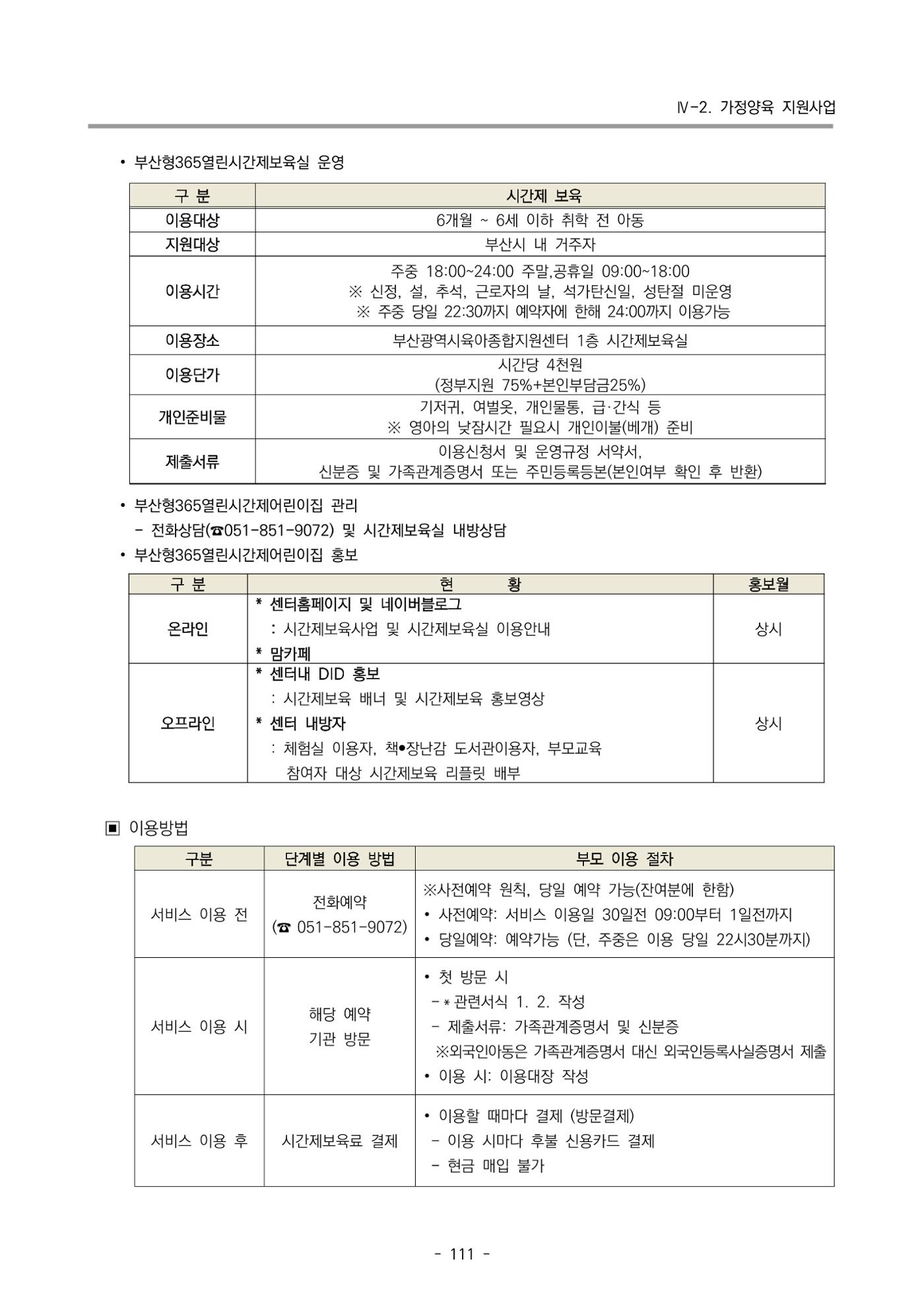 2024 부산광역시육아종합지원센터 사업계획서 112페이지