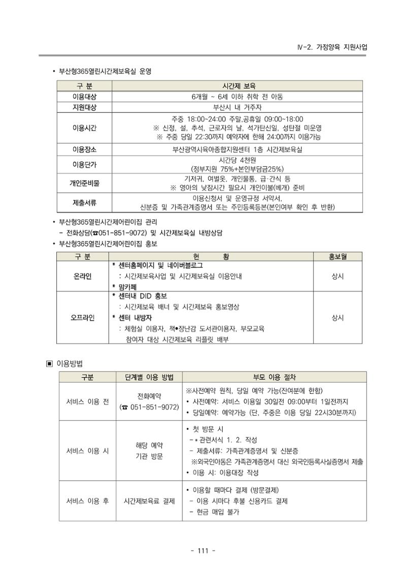 2024 부산광역시육아종합지원센터 사업계획서 112페이지