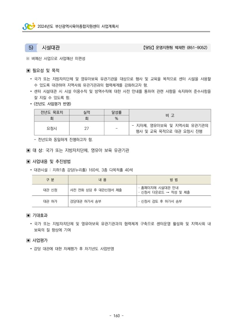 2024 부산광역시육아종합지원센터 사업계획서 161페이지