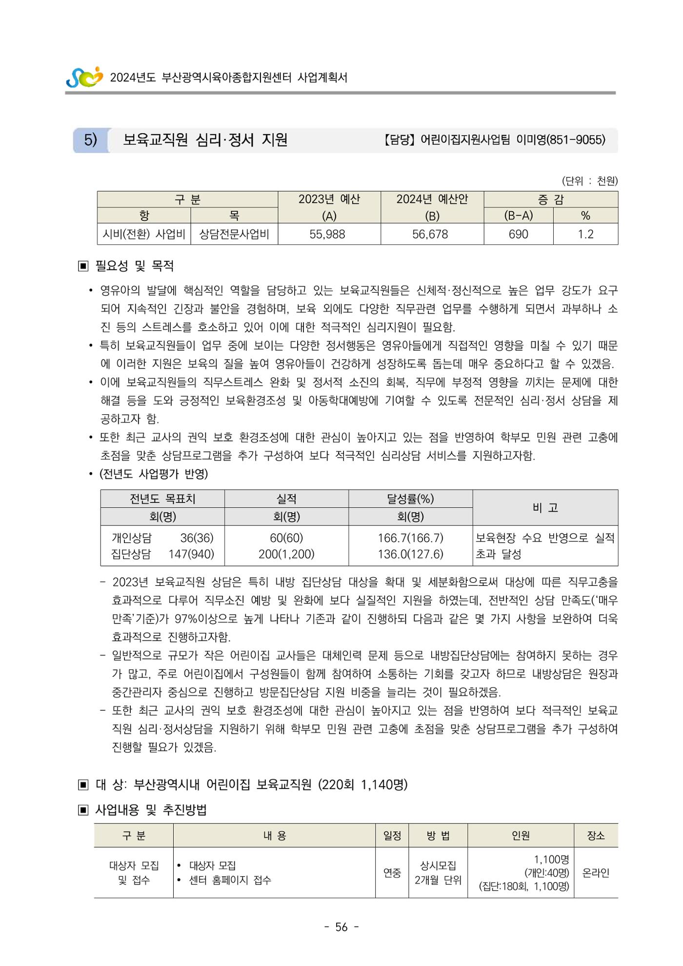 2024 부산광역시육아종합지원센터 사업계획서 57페이지